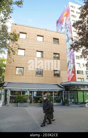 DAS FREILICHTMUSEUM FÜR STRASSENKUNST IM 13. BEZIRK IN PARIS Stockfoto