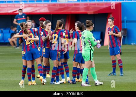 Barcelona, Spanien. Okt. 2020. Die Spieler des FC Barcelona während des Final Copa de la Reina 19/20 1/2 Matches zwischen dem FC Barcelona Frauenteam und dem Sevilla FC Frauenteam im Johan Cruyff Stadion am 08. Oktober 2020 in Barcelona, Spanien. Quelle: David Ramirez/DAX/ZUMA Wire/Alamy Live News Stockfoto