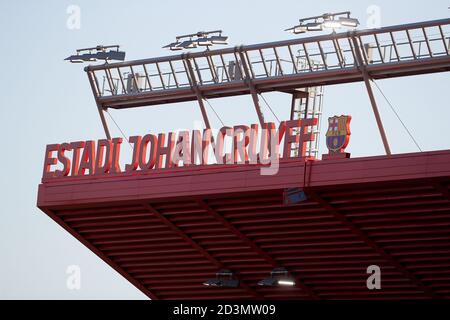 Barcelona, Spanien. Okt. 2020. Stadion während des Finals Copa de la Reina 19/20 1/2 zwischen dem FC Barcelona Frauenteam und dem Sevilla FC Frauenteam im Johan Cruyff Stadion am 08. Oktober 2020 in Barcelona, Spanien. Quelle: David Ramirez/DAX/ZUMA Wire/Alamy Live News Stockfoto