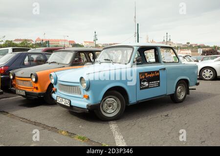 SelbstfahrenTrabant Auto in Budapest, Ungarn Stockfoto