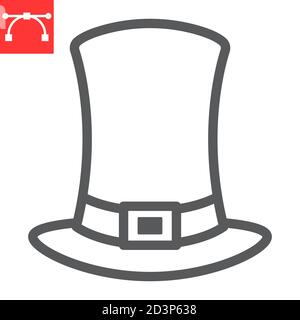 Pilgrim hat Linie Symbol, Danksagung und Feier, hat Zeichen Vektorgrafik, editierbare Strich lineare Symbol, eps 10. Stock Vektor