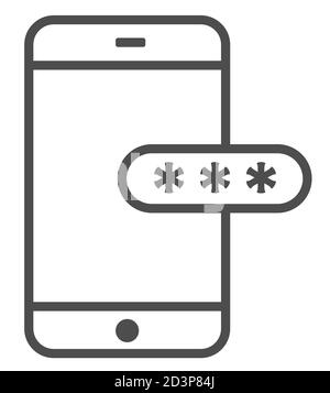 Mockup-Telefon mit verschlüsselter Passwortauthentifizierung. Symbol für zwei-Faktor-Authentifizierung oder Multifaktor-Authentifizierung. Stock Vektor