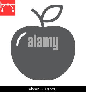 Apple Glyphe Symbol, gesund und Obst, Apfel Zeichen Vektor-Grafik, editierbare Kontur solide Symbol, eps 10. Stock Vektor