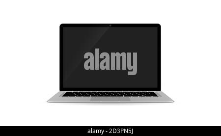 Isolierte Laptop mit dem leeren Raum auf weißem Hintergrund Stockfoto