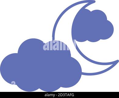 mond mit Wolken Linie und füllen Stil Symbol Vektor-Design Stock Vektor