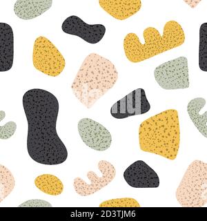 Abstrakte Formen in nahtlosem Terrazzo-Muster im minimalistischen Stil.Süß weich Kunst endlose Hintergrund modisch für Schreibwaren, Plakate, To-do-Listen Stock Vektor