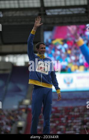 Bohdan Bondarenko von Ukaine Podium Hochsprung Männer beim Championnat du Monde Athlétisme 2013, am 16 2013. August in Moscou - Foto Laurent Lairys / DPPI Stockfoto