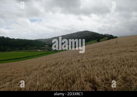 Brütende Wolken im Wye Valley an der Kerne Bridge, Herefordshire, Großbritannien Stockfoto