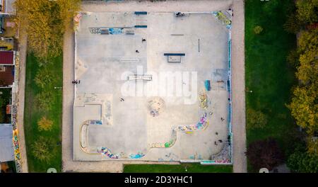 Luftaufnahme von Beton Skatepark in Almada, Portugal, 08.10.2010 Stockfoto
