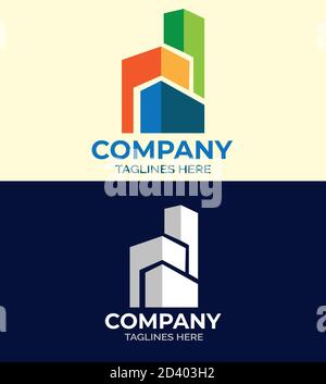Property Building Logo Template Design mit Double Color Stockfoto