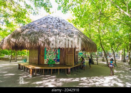 Quiltherstellung in Caohagan Island vor Cebu in den Phlippines Stockfoto