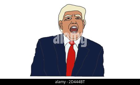 Charakterportrait von Donald Trump, der eine Rede hält. präsident der vereinigten Staaten von Amerika. Stockfoto