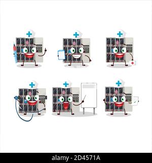 Arzt Beruf Emoticon mit unter uns Automaten Karikatur Charakter Stock Vektor