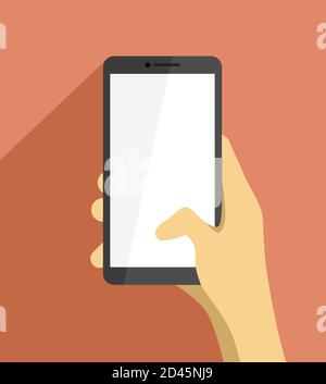 Smartphone in der Hand mit leerem weißen Bildschirm Stock Vektor