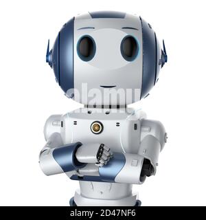 3D-Rendering cute künstliche Intelligenz der Roboter mit der zeichentrickfigur Stockfoto