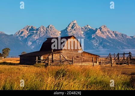 Reed Molton Scheune und Gehöft, Grand Teton National Park, Wyoming, USA Stockfoto