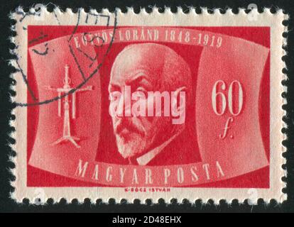 UNGARN - UM 1948: Stempel gedruckt von Ungarn, zeigt Baron Roland Eotvos, um 1948 Stockfoto