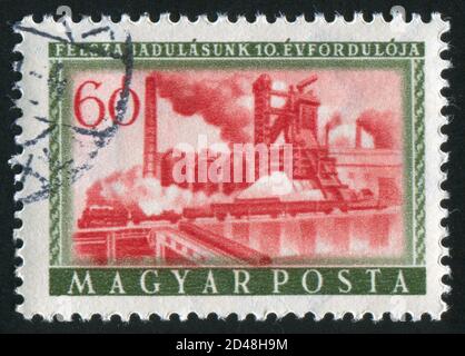 UNGARN - UM 1955: Stempel gedruckt von Ungarn, zeigt Pflanze, um 1955 Stockfoto