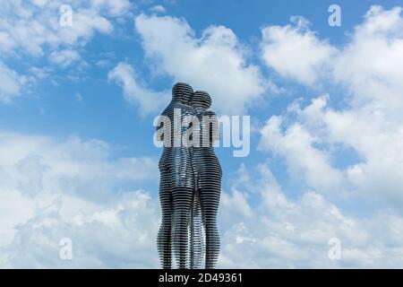 Batumi Georgia 25. Juni 2017: Bewegte Skulptur Ali und Nino am Ufer in Batumi. Sehenswürdigkeiten in Batumi. Stockfoto