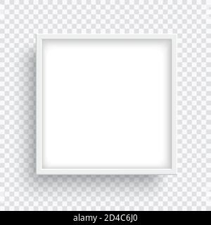 Quadratischer weißer Rahmen auf transparentem Hintergrund isoliert. Stock Vektor