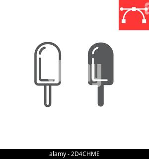 Eis auf Stick Linie und Glyphe Symbol, Dessert und lecker, Chocolote Stick Eis Zeichen Vektorgrafik, editierbare Strich lineare Symbol, eps 10. Stock Vektor