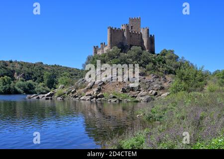 Schloss Almourol am Fluss Tejo, Ribatejo, Portugal Stockfoto