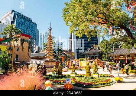 Seoul, Korea - 8. Oktober 2020 : Jogyesa-Tempel Stockfoto