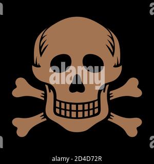 Totenkopf mit Knochen im Retro Vintage Stil Stock Vektor