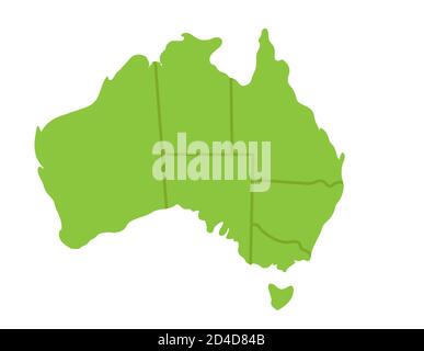 Australien Karte mit Regionen flach Design Illustration Vektor Stock Vektor