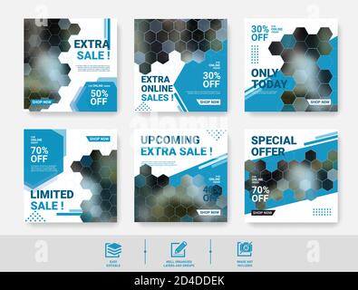 Social Media Post Collection Vorlage für Online-Mode Verkauf Stock Vektor