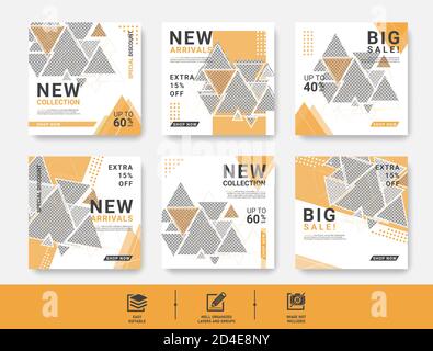 Instagram Beiträge Sammlung Vorlage für Online-Mode Verkauf Stock Vektor