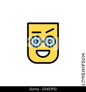 Happy Smile Augen Öffnen Sie mit einer erhöhten Augenbraue Emoticon Farbe Symbol Vektor Illustration. Stil. Lächeln Vektor-Symbol, glücklich Symbol. Stil Zeichen für mobile con Stock Vektor