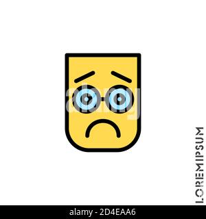 Traurig schlechte Farbe Stimmung fühlen Sorry Bedauern Emoticon Symbol Vektor Illustration. Stil. Stock Vektor