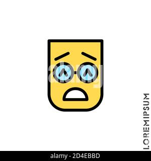 Traurig aufgeben müde Farbe Emoticon Symbol Vektor Illustration. Stil. Sehr Traurige Cry Stress Emoticon Symbol Vektor Illustration. Gliederungsstil. Stock Vektor