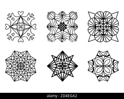 Schwarz-Weiß-Muster. Kacheldesign. Malseite. Isoliert auf weißem Hintergrund. Vektorgrafik. Stock Vektor