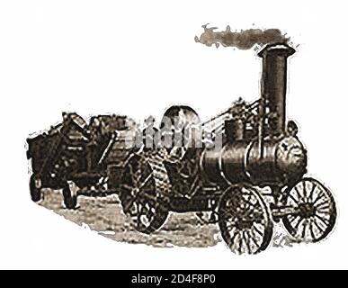 Ein Sawyer & Massey Traktor Motor schleppen eine ihrer Drescher aus einer kanadischen Werbung 1909 für Sawyer & Massey Farm und Industriemaschinen. (Dreschmaschinen, tragbare Frässägen und Straßenmaschinen. Stockfoto