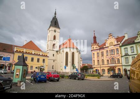 Marktplatz in Vodnany, Tschechische Republik Stockfoto