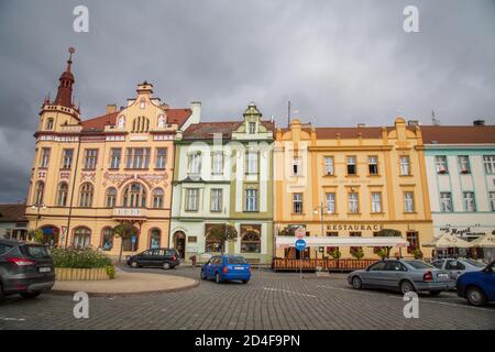 Marktplatz in Vodnany, Tschechische Republik Stockfoto