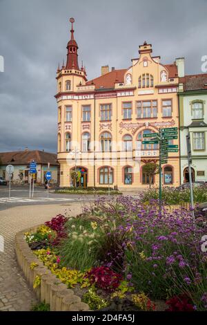 Marktplatz in Vodnany, Tschechische Republik Stockfoto