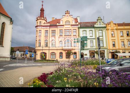 Marktplatz in Vodnany, Tschechische Republik Stockfoto