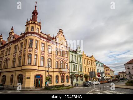 Marktplatz in Vodnany, Tschechische Republik Stockfoto