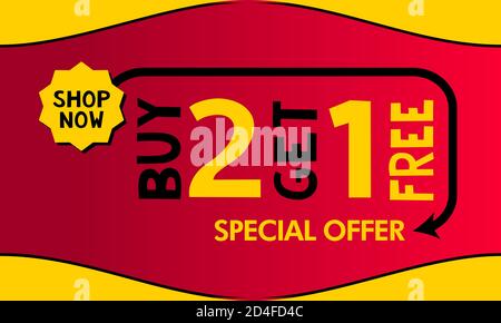 Kaufen 2 get 1 free Sale Design. Sale Tag, Banner Design-Vorlage, Rabatt App-Symbol Stock Vektor