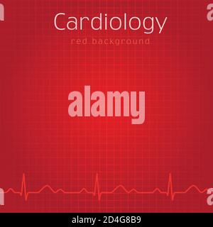 Medizinischer roter Hintergrund. Design des ambulanten Kartendeckels oder Folie der Präsentation. Icons Idee für Krankenhäuser, Tests, Kliniken, Apotheken. Vektor-Kardiowelle Stock Vektor