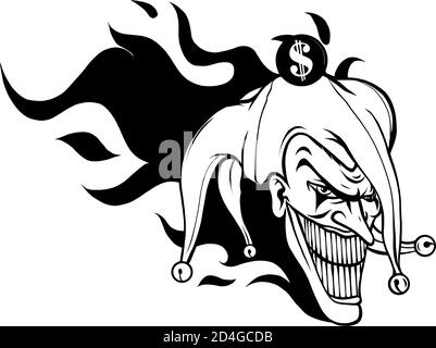 Lachend wütend Joker, Charakter, Joker Kopf, Gesicht Horror und verrückt Wahnsinn, für Ihr Design, Vektor-Illustration Stock Vektor