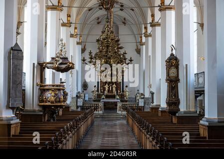 Innenraum der Trinitatis Kirche (Trinitatis Kirke), Pfarrkirche in Kopenhagen, Dänemark Stockfoto