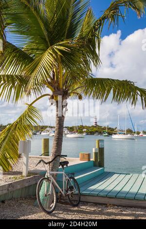 Bahamas, Abaco Islands, Elbow Cay, Hope Town, Hafenfront Stockfoto