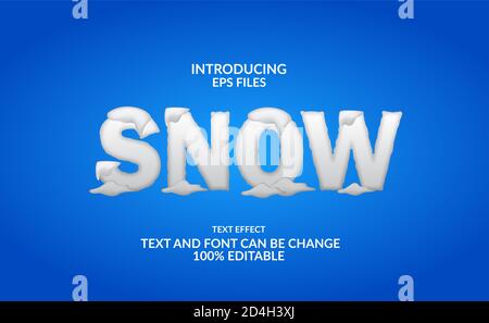 3d Schnee Winter Texteffekt editierbare Schriftart für Winter oder weihnachtsveranstaltung Stockfoto