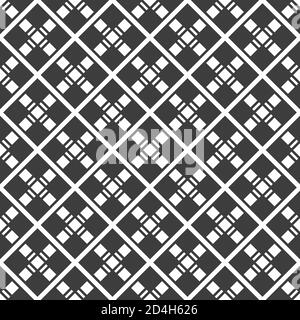Abstraktes nahtloses Rautenmuster mit Kreuzen. Minimalistischer Grafikdruck, geometrisches Ornament. Vektor monochromer Hintergrund. Stock Vektor