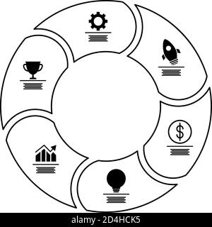Zirkuläre Infografiken Statistiken mit finanziellen Linien Stil Symbole Vektor-Illustration Design Stock Vektor