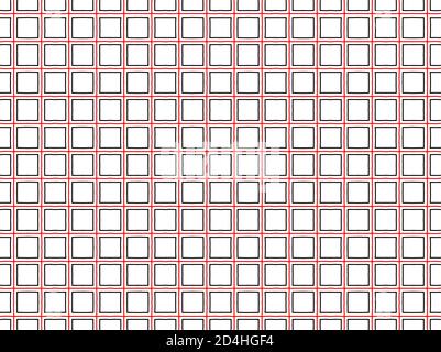 Abstrakte Linie Arbeitsmuster Hand gezeichnet Kreuz und quer Linien schwarz und Rote kleine Quadrate Stock Vektor